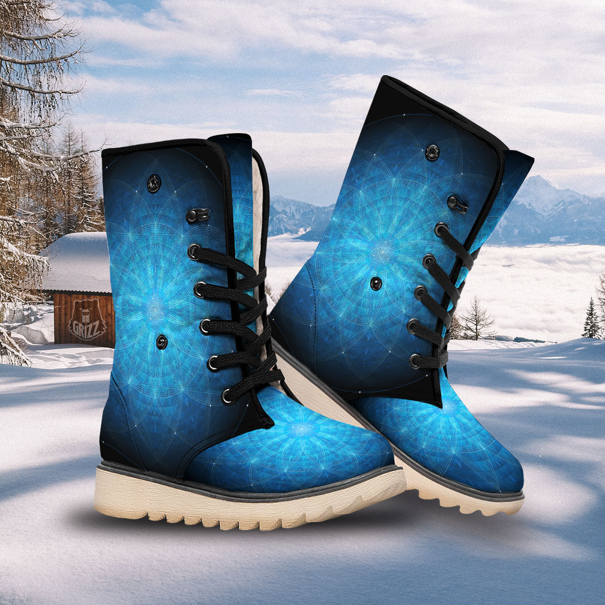 Mandala Light Print Snow Boots-grizzshop