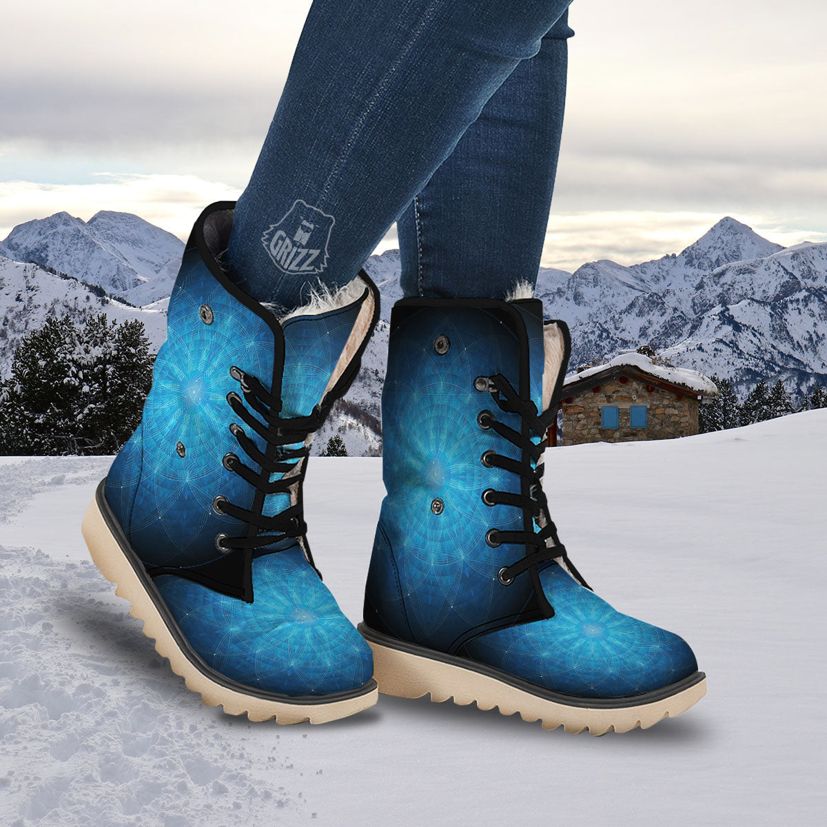Mandala Light Print Snow Boots-grizzshop