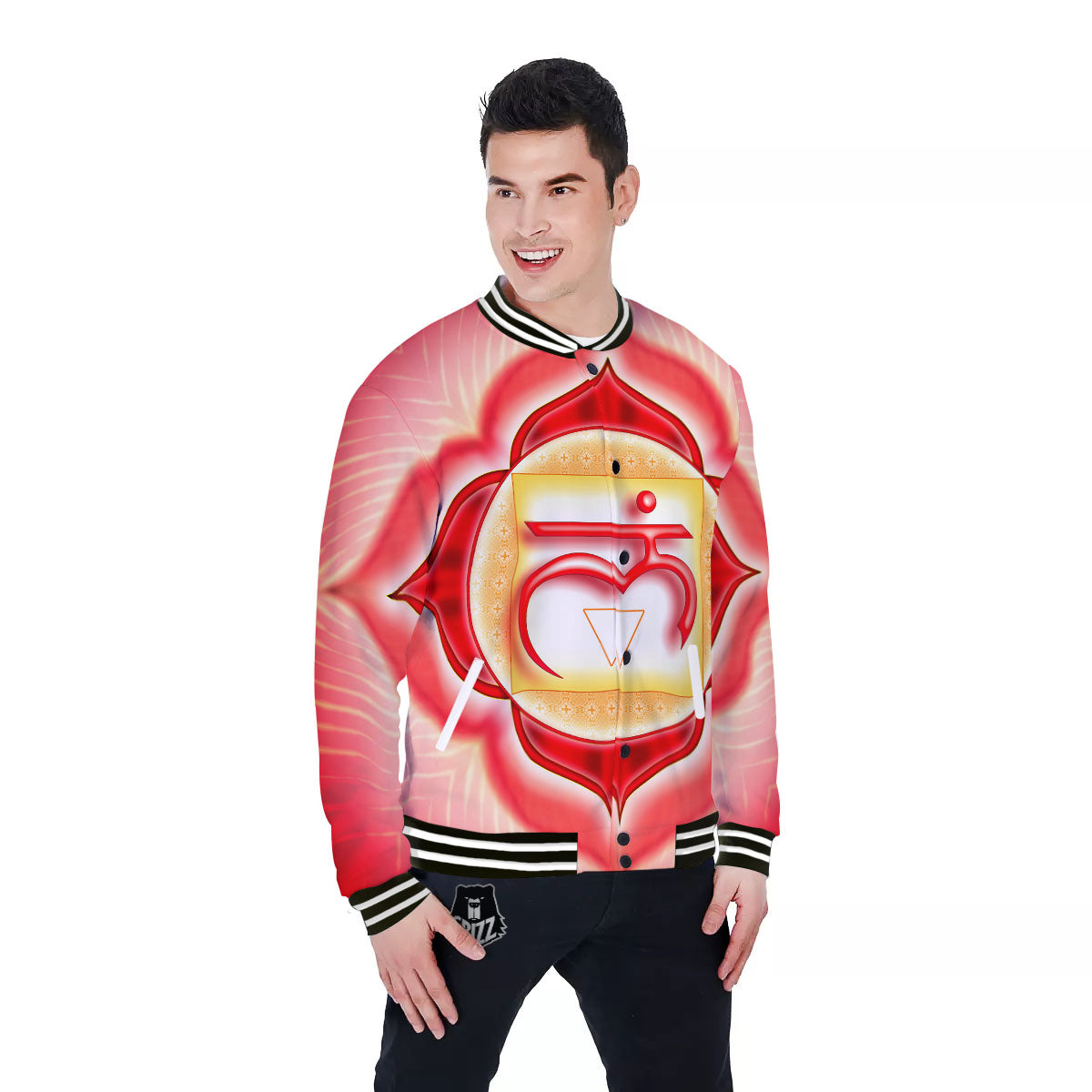 Mandala Muladhara Chakra Print Baseball Jacket-grizzshop