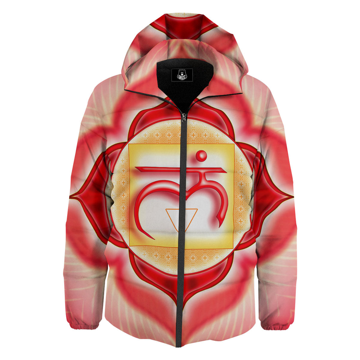 Mandala Muladhara Chakra Print Down Jacket-grizzshop