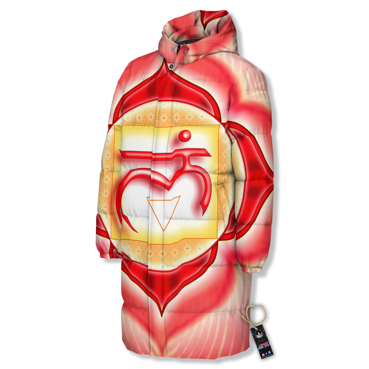 Mandala Muladhara Chakra Print Long Down Jacket-grizzshop