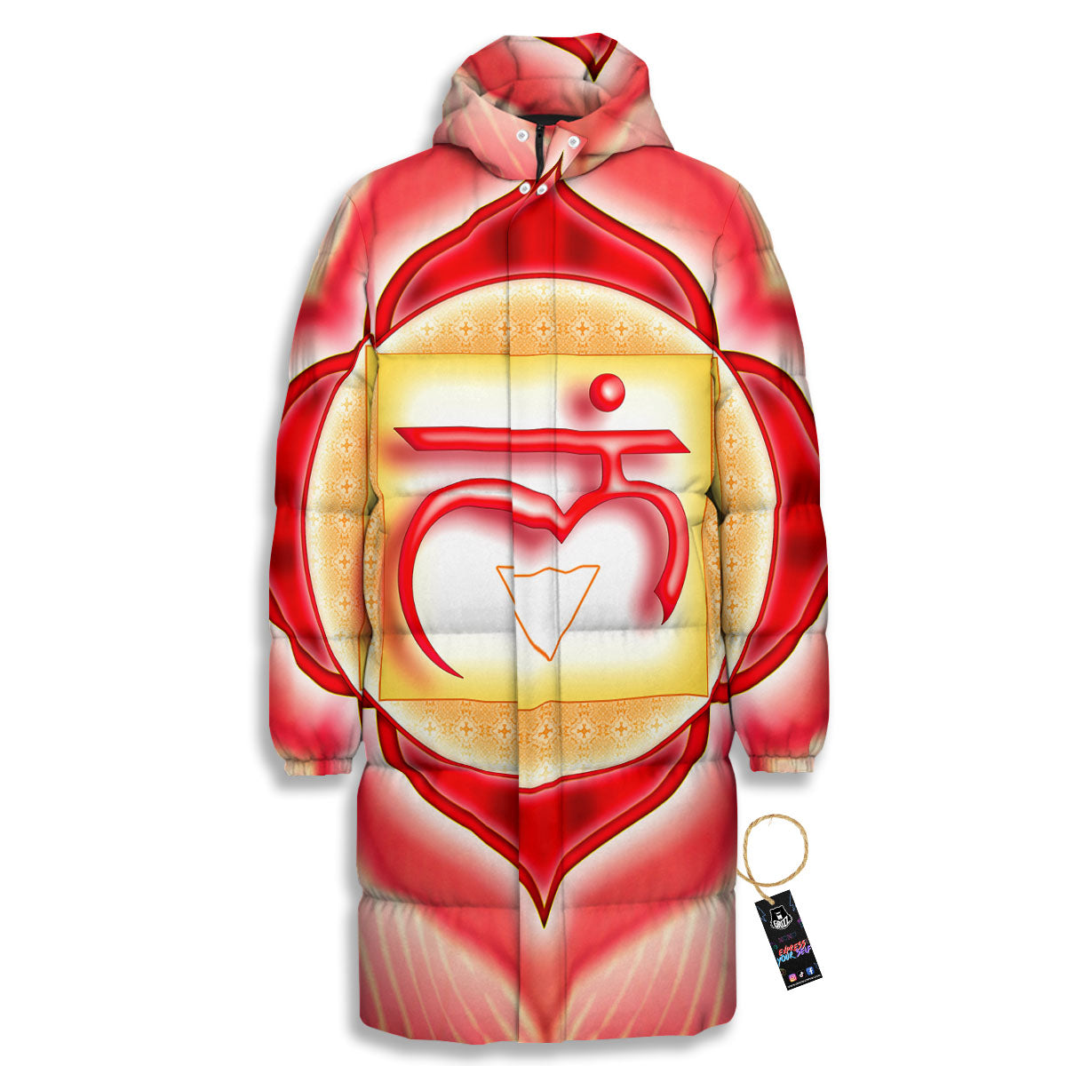 Mandala Muladhara Chakra Print Long Down Jacket-grizzshop