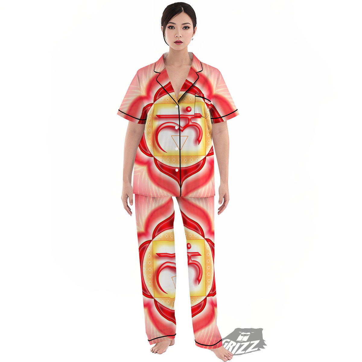 Mandala Muladhara Chakra Print Women's Pajamas Set-grizzshop