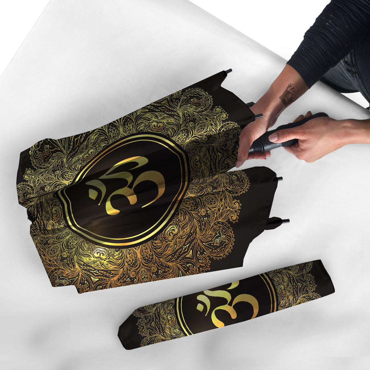 Mandala Om Gold Print Umbrella-grizzshop