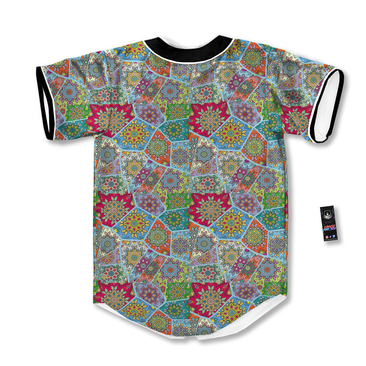 Mandala Patchwork Bohemian Indian Print Baseball Jersey-grizzshop