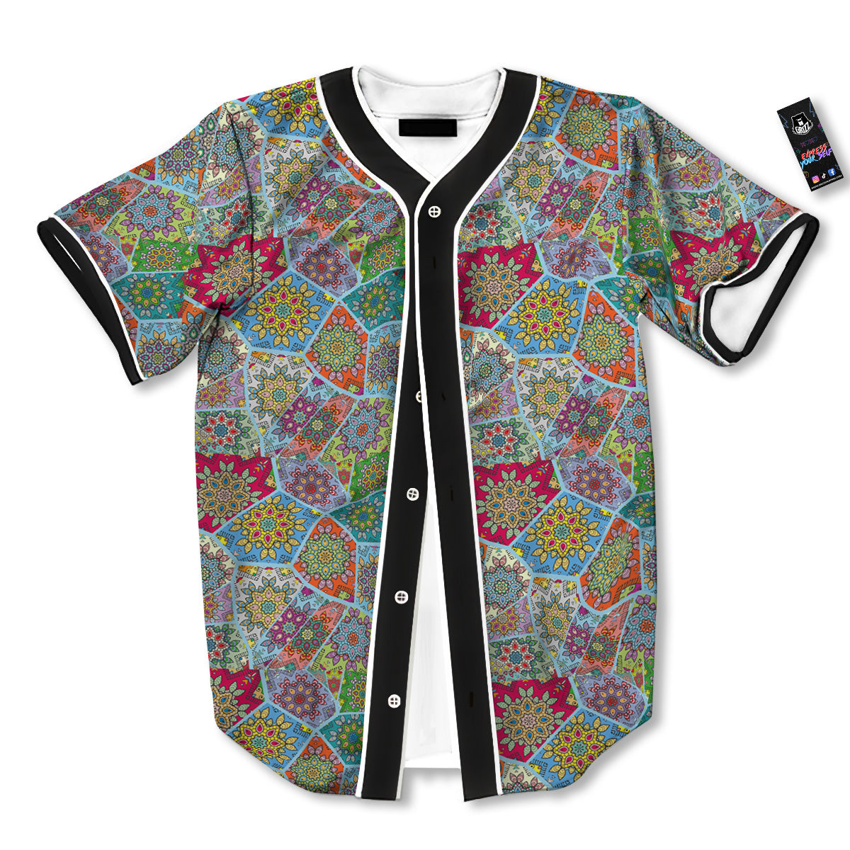 Mandala Patchwork Bohemian Indian Print Baseball Jersey-grizzshop