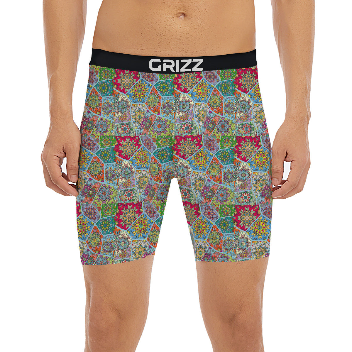 Mandala Patchwork Bohemian Indian Print Boxer Briefs-grizzshop