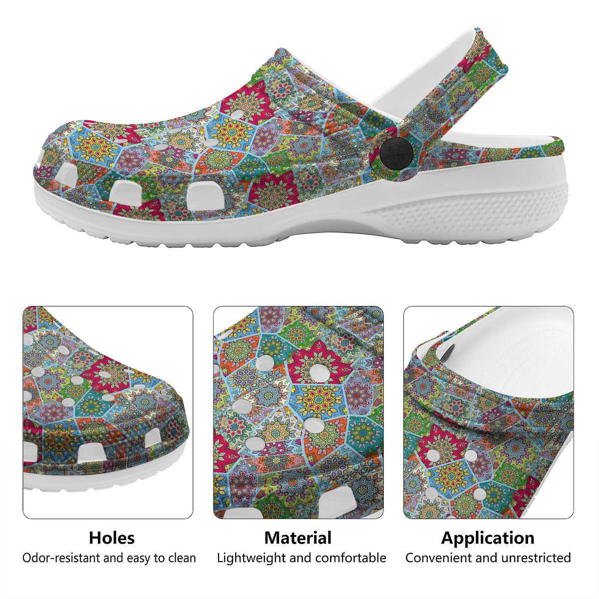 Mandala Patchwork Bohemian Indian Print Clog-grizzshop