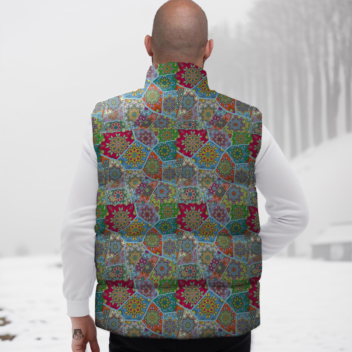 Mandala Patchwork Bohemian Indian Print Down Vest