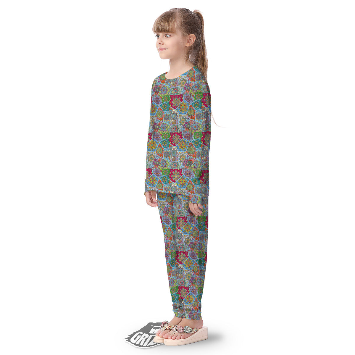 Mandala Patchwork Bohemian Indian Print Kid's Pajamas-grizzshop