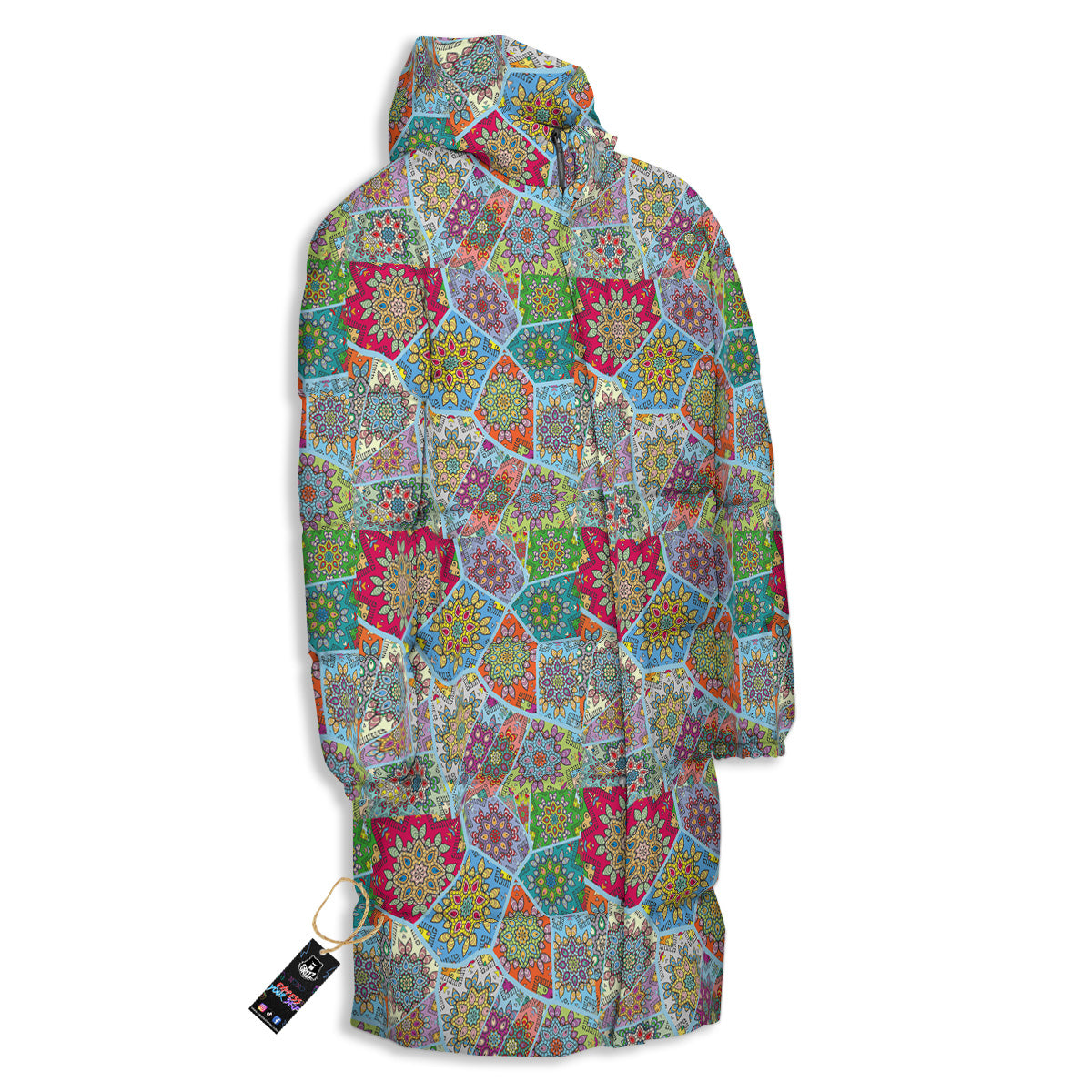Mandala Patchwork Bohemian Indian Print Long Down Jacket-grizzshop