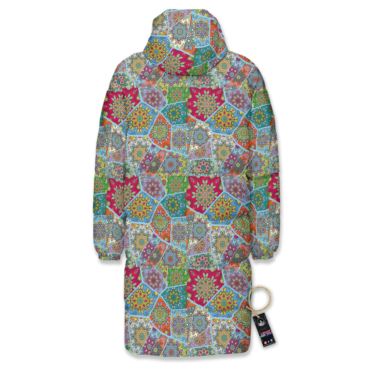 Mandala Patchwork Bohemian Indian Print Long Down Jacket-grizzshop