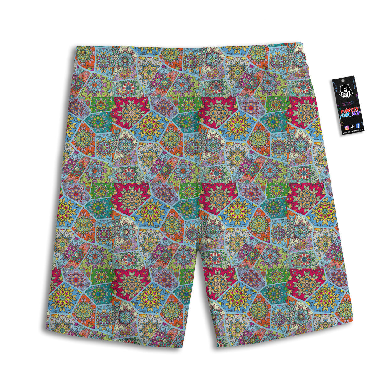 Mandala Patchwork Bohemian Indian Print Men's Athletic Shorts