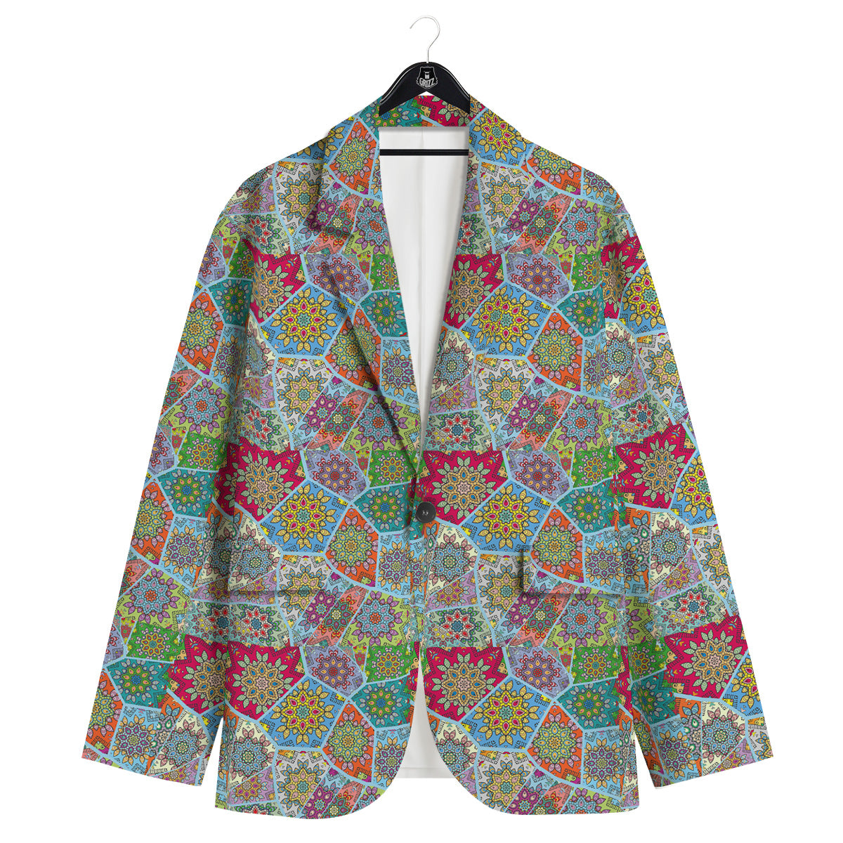 Mandala Patchwork Bohemian Indian Print Men's Sport Coat-grizzshop