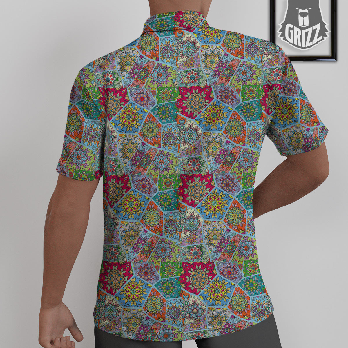 Mandala Patchwork Bohemian Indian Print Untucked Shirts-grizzshop