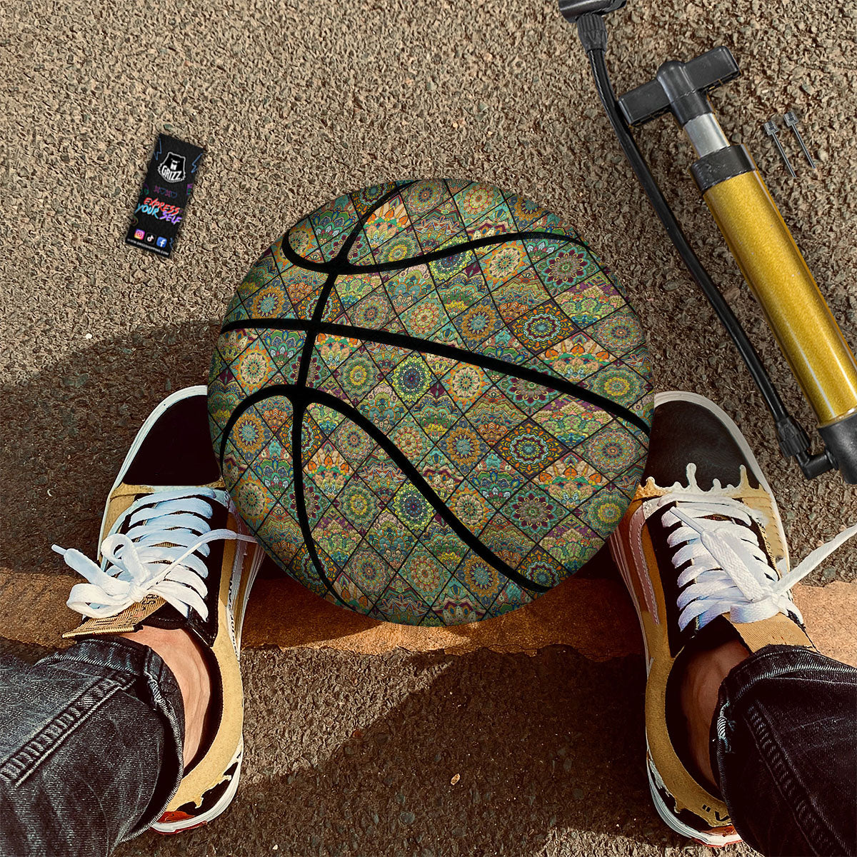 Mandala Patchwork Oval Bohemian Print Pattern Basketball-grizzshop