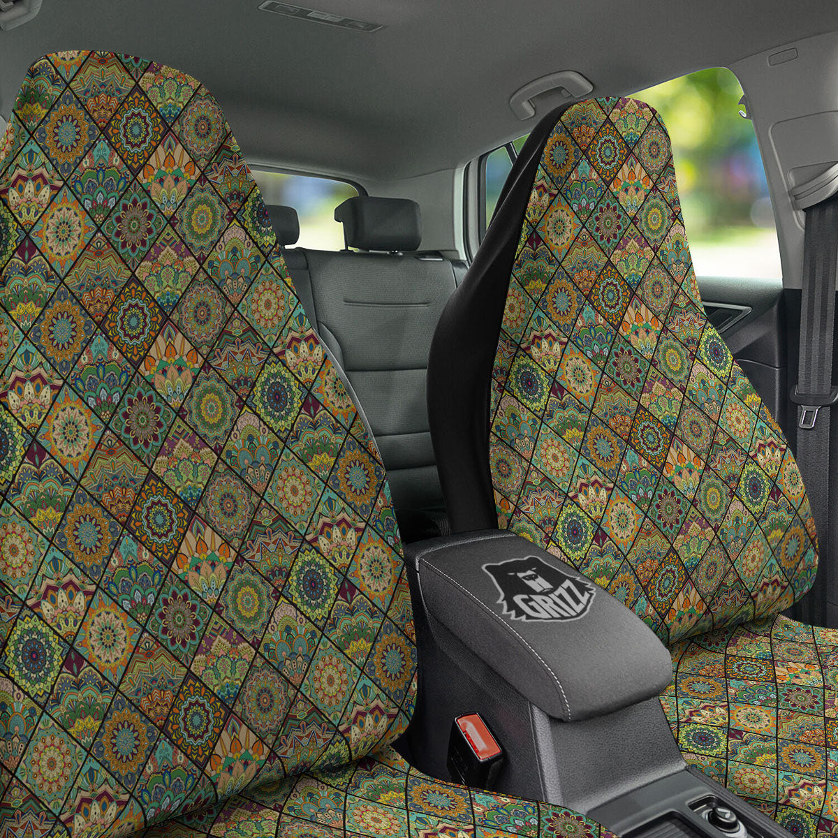 Mandala Patchwork Oval Bohemian Print Pattern Car Seat Covers-grizzshop