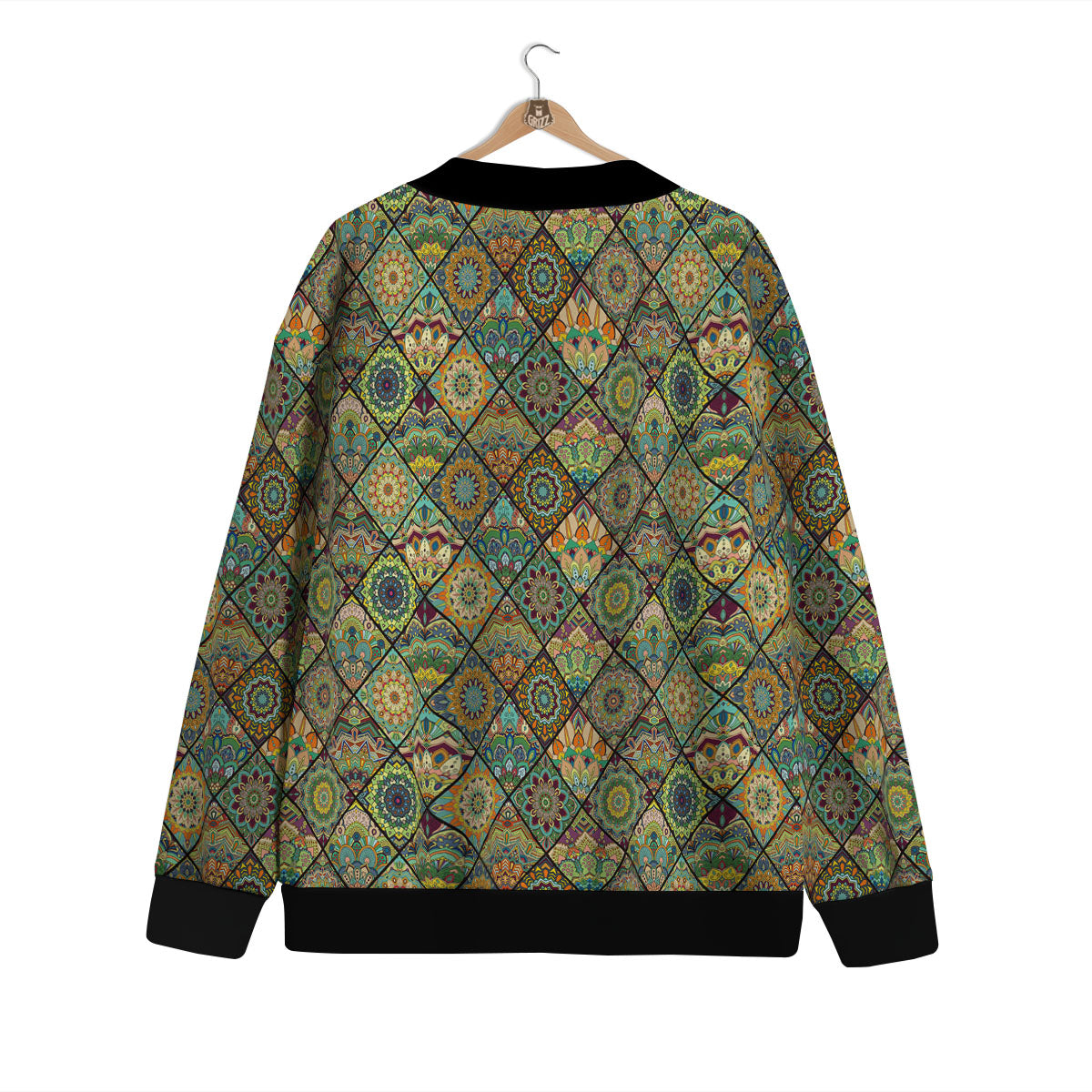 Mandala Patchwork Oval Bohemian Print Pattern Cardigan-grizzshop