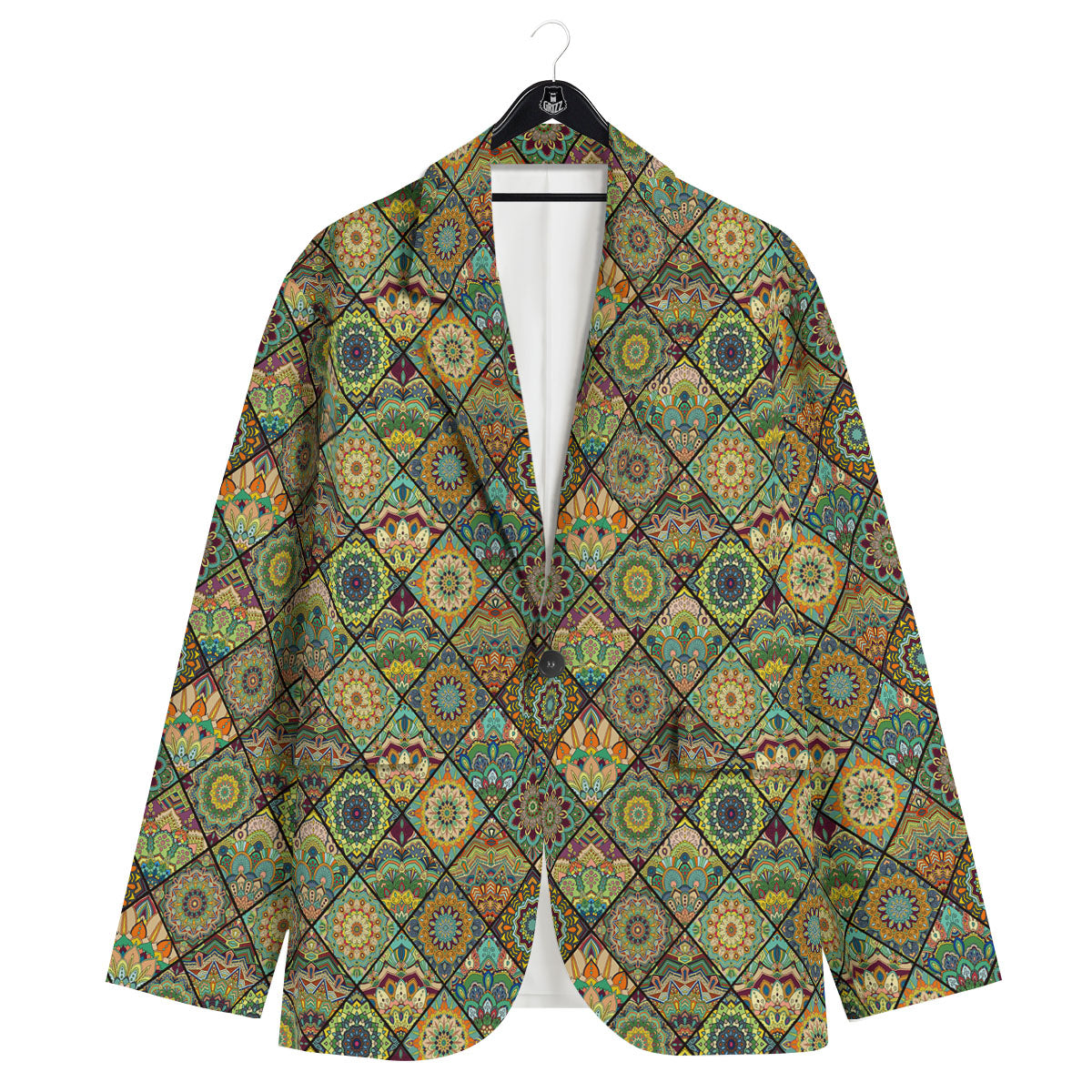 Mandala Patchwork Oval Bohemian Print Pattern Men's Sport Coat-grizzshop