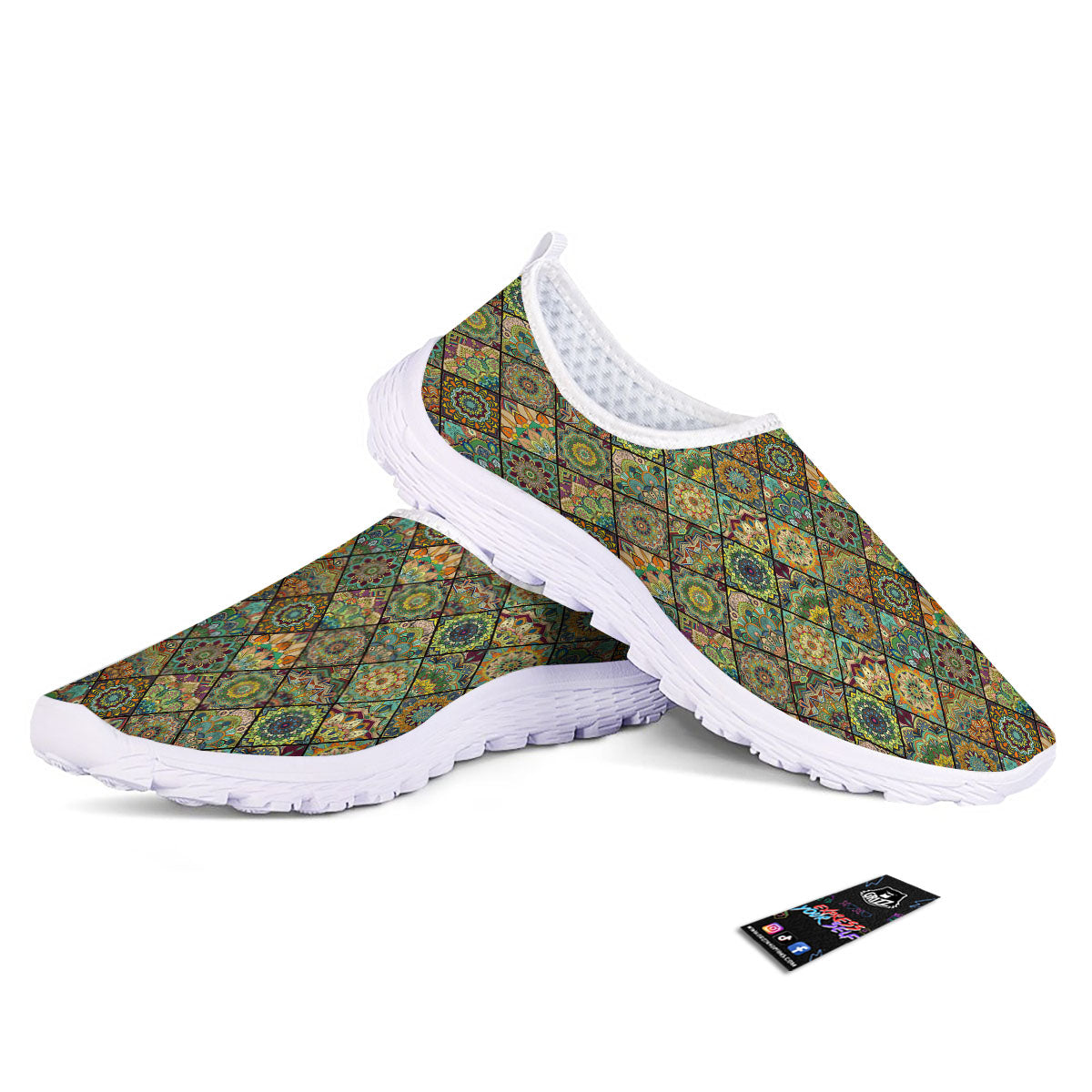 Mandala Patchwork Oval Bohemian Print Pattern Nurse Shoes-grizzshop