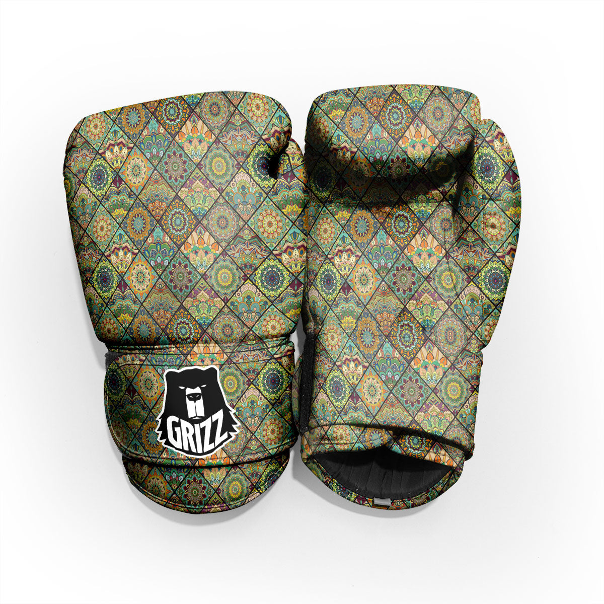 Mandala Patchwork Oval Bohemian Print Pattern Pro Boxing Glove