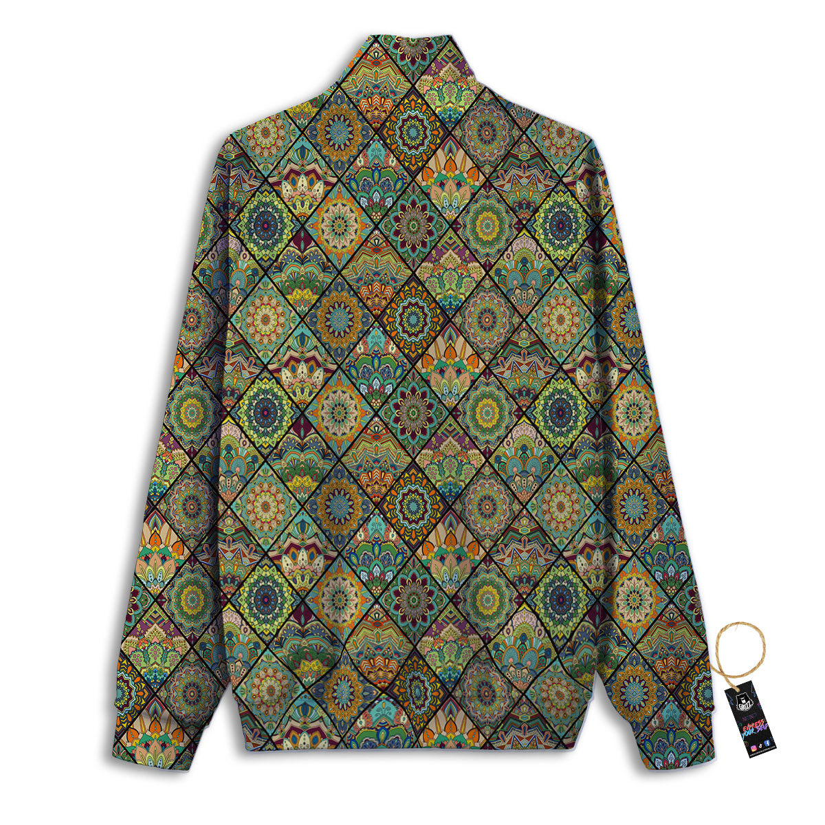 Mandala Patchwork Oval Bohemian Print Pattern Track Jacket-grizzshop
