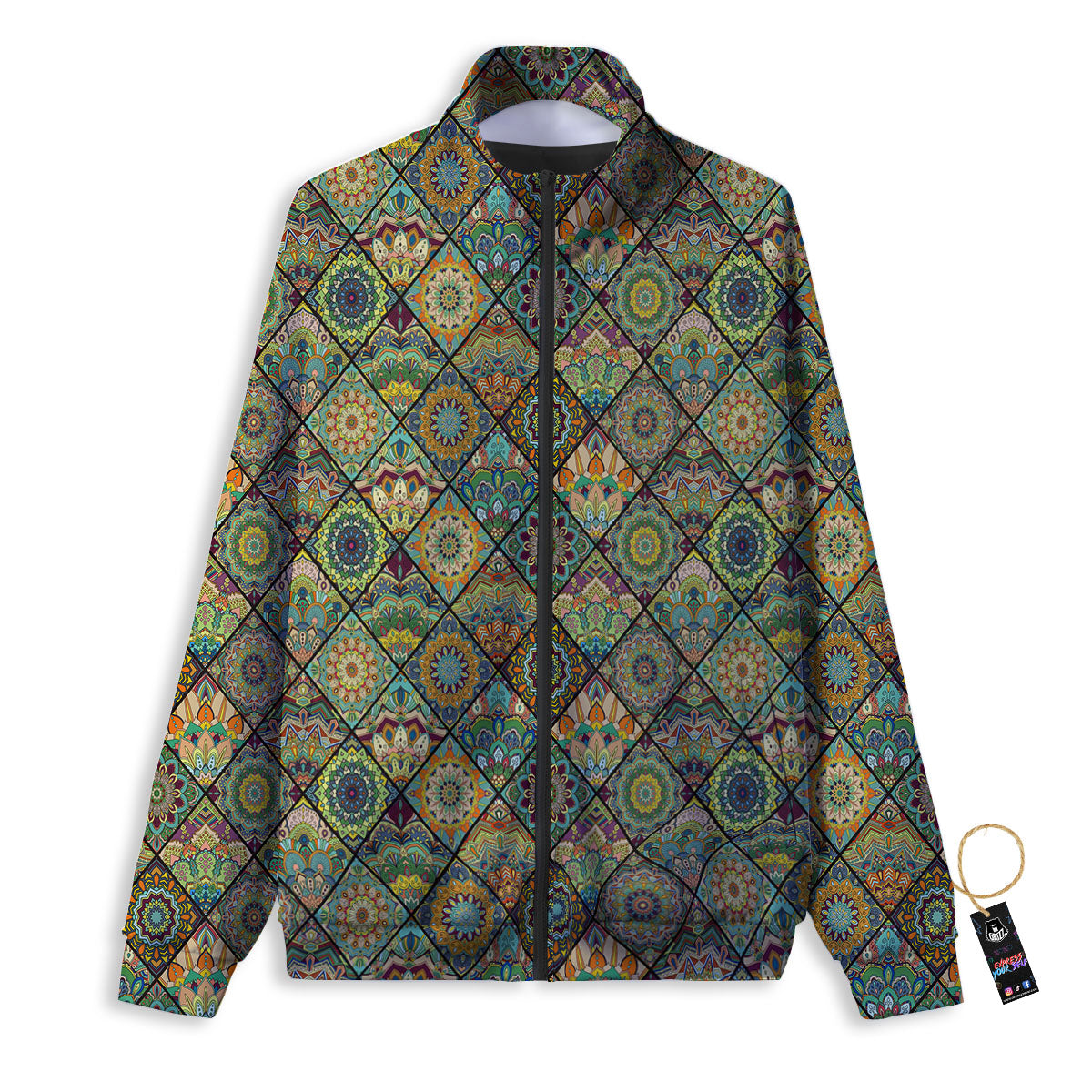 Mandala Patchwork Oval Bohemian Print Pattern Track Jacket-grizzshop