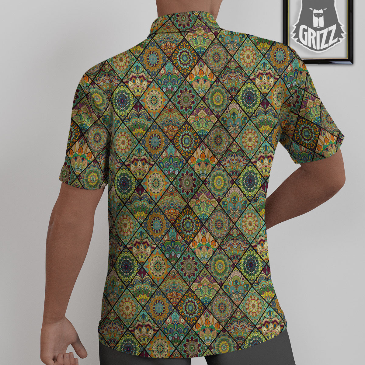 Mandala Patchwork Oval Bohemian Print Pattern Untucked Shirts-grizzshop