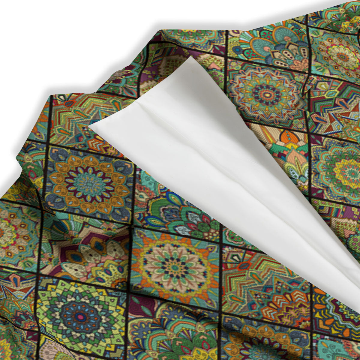 Mandala Patchwork Oval Bohemian Print Pattern Women's Blazer-grizzshop