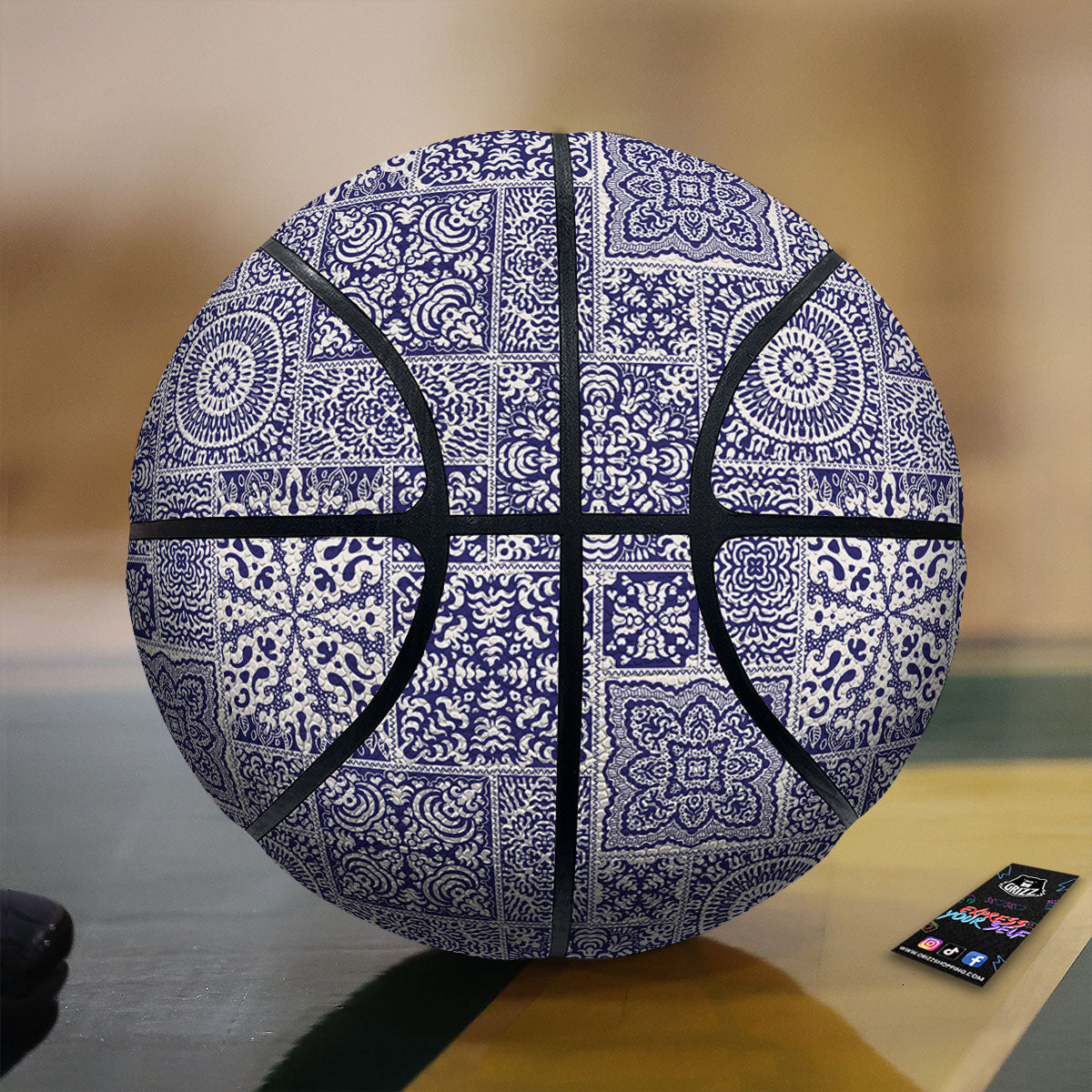 Mandala Patchwork Square Bohemian Print Pattern Basketball-grizzshop