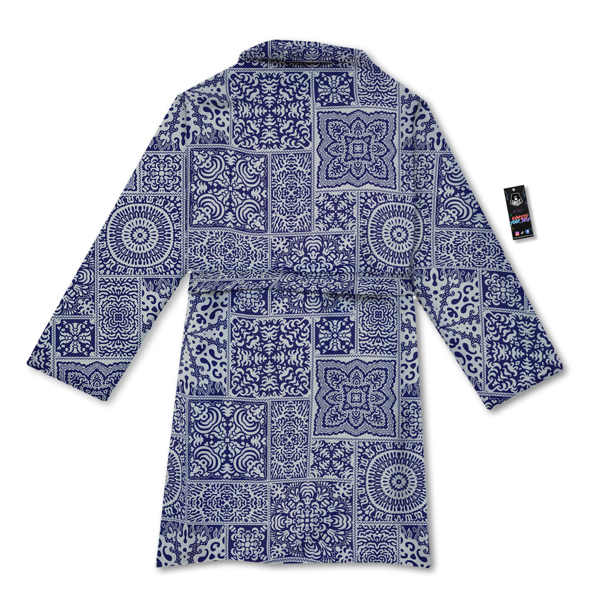 Mandala Patchwork Square Bohemian Print Pattern Bathrobe-grizzshop