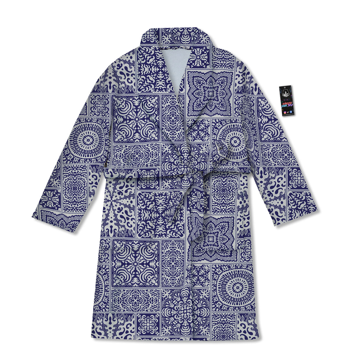 Mandala Patchwork Square Bohemian Print Pattern Bathrobe-grizzshop