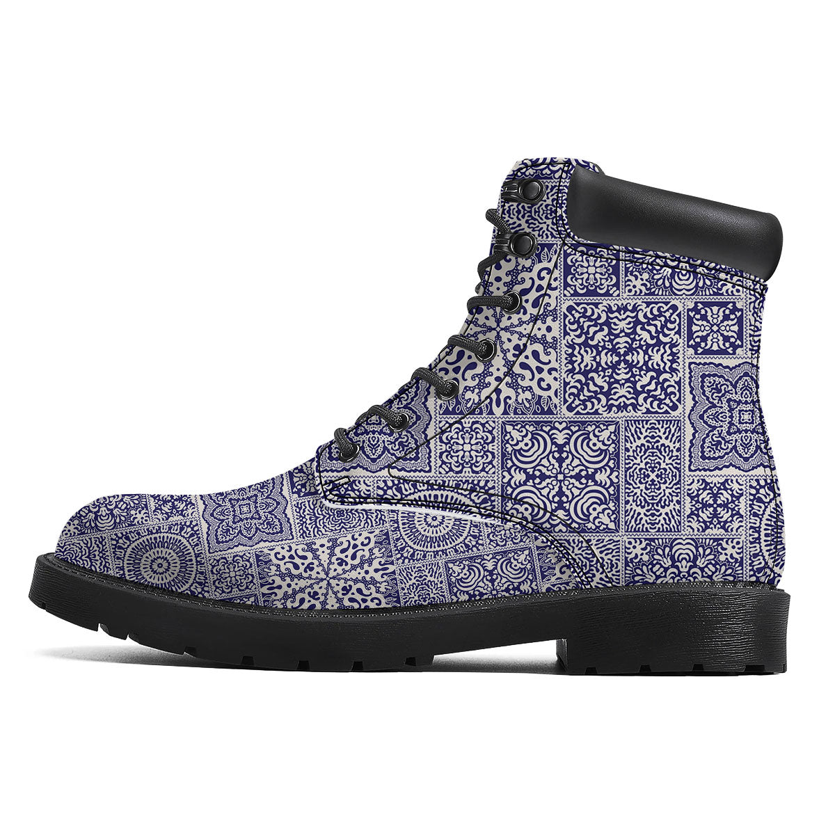 Mandala Patchwork Square Bohemian Print Pattern Boots-grizzshop