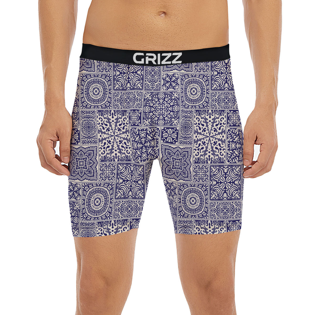 Mandala Patchwork Square Bohemian Print Pattern Boxer Briefs-grizzshop