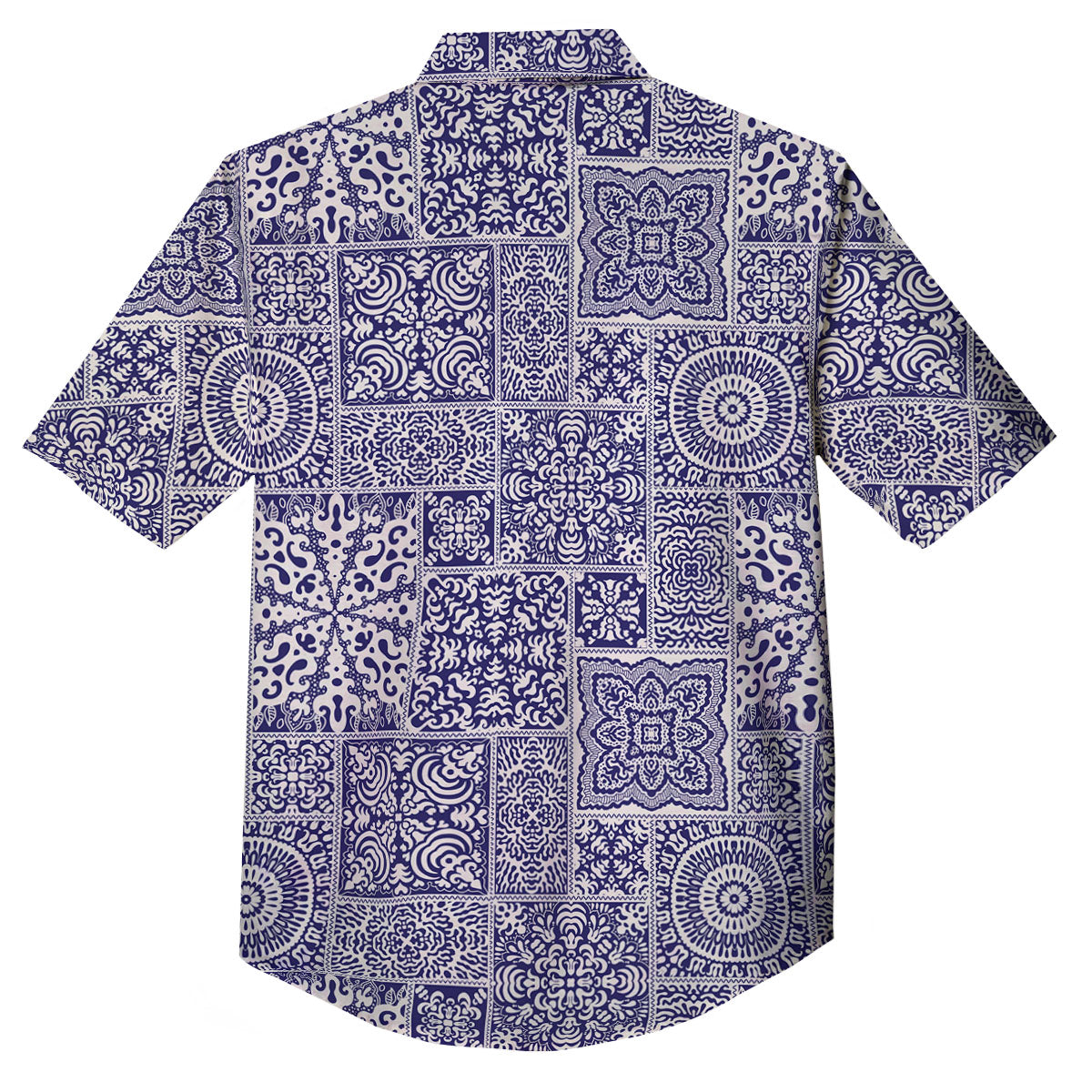 Mandala Patchwork Square Bohemian Print Pattern Button Up Shirt-grizzshop