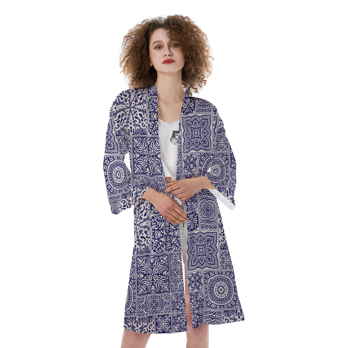 Mandala Patchwork Square Bohemian Print Pattern Kimono-grizzshop