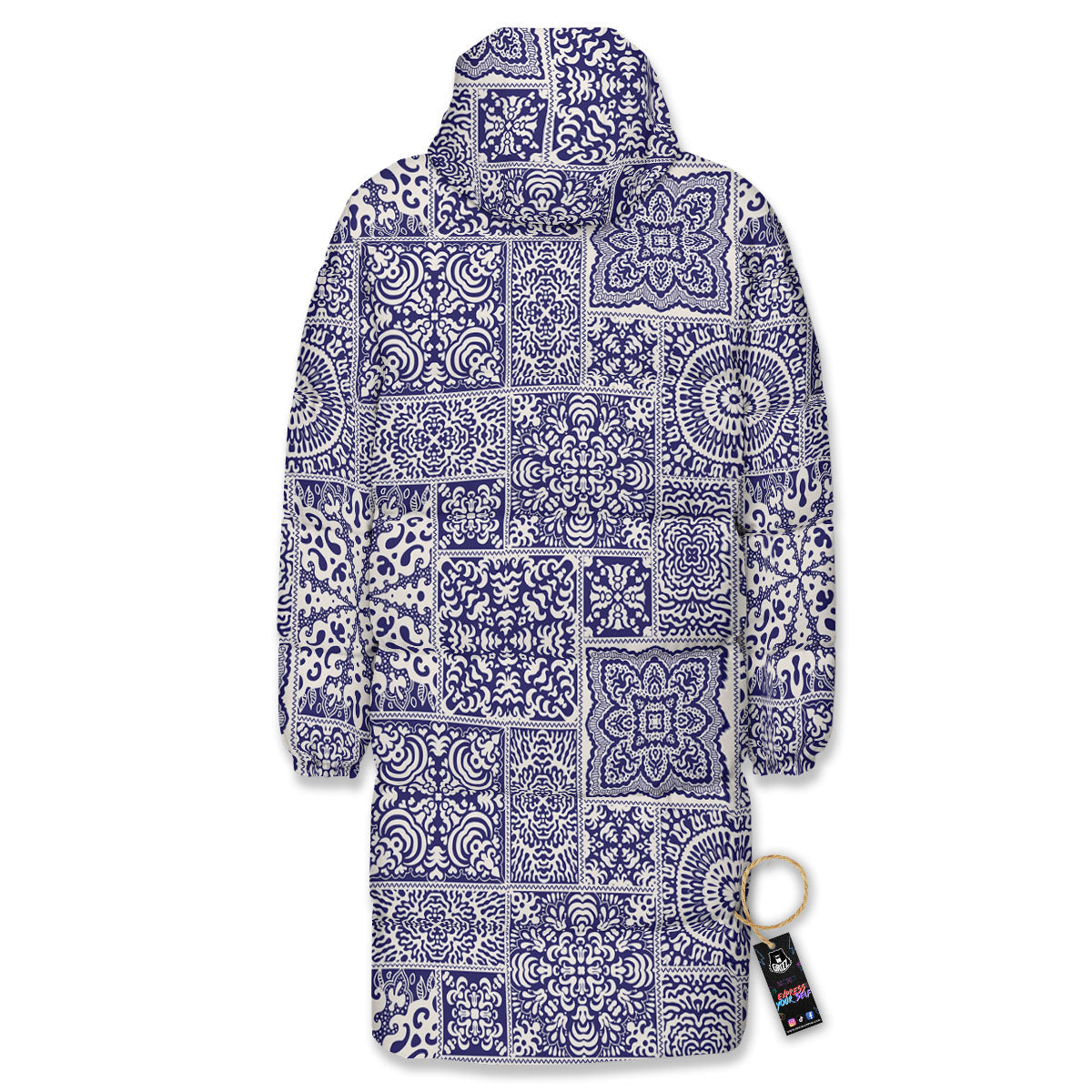 Mandala Patchwork Square Bohemian Print Pattern Long Down Jacket-grizzshop