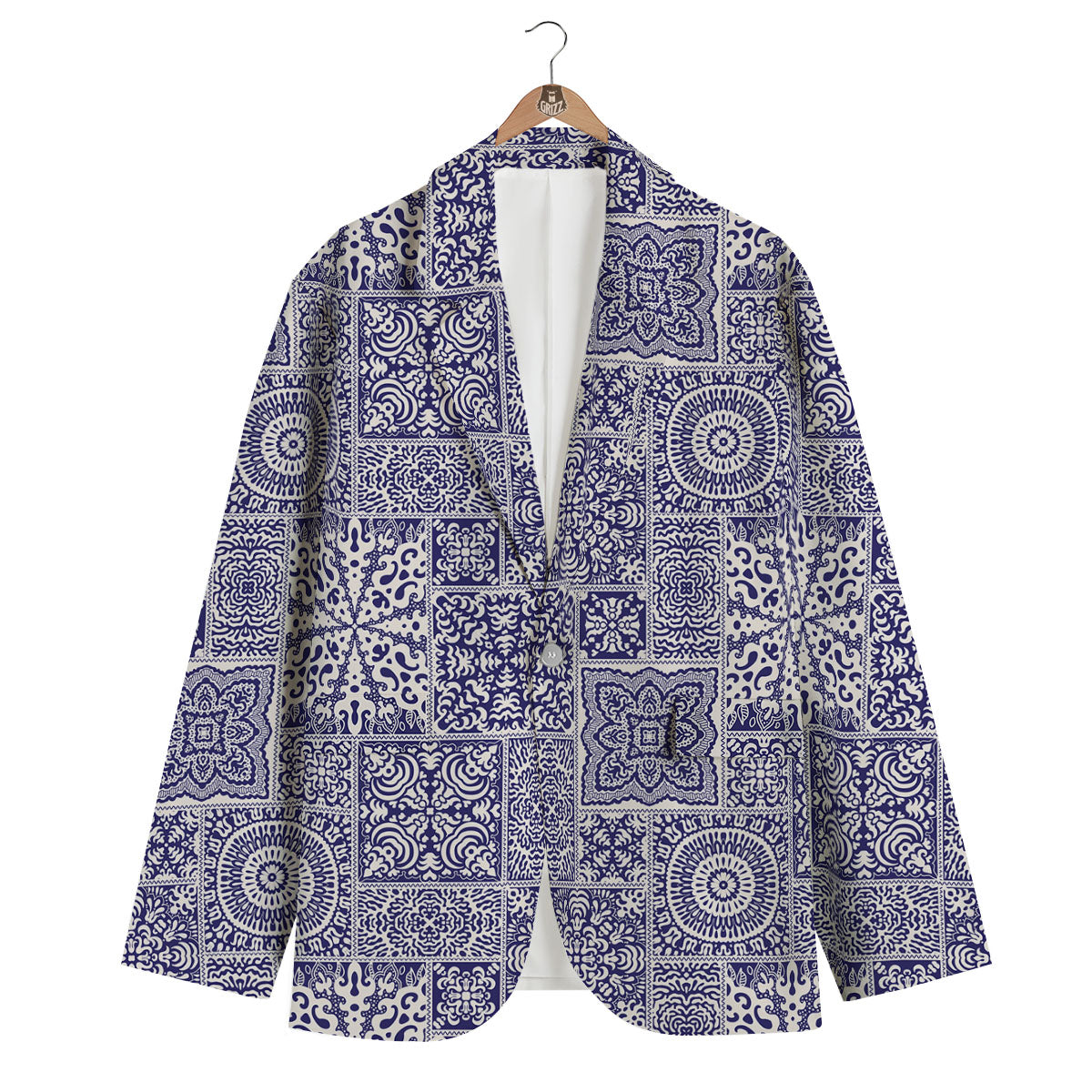Mandala Patchwork Square Bohemian Print Pattern Men's Blazer-grizzshop