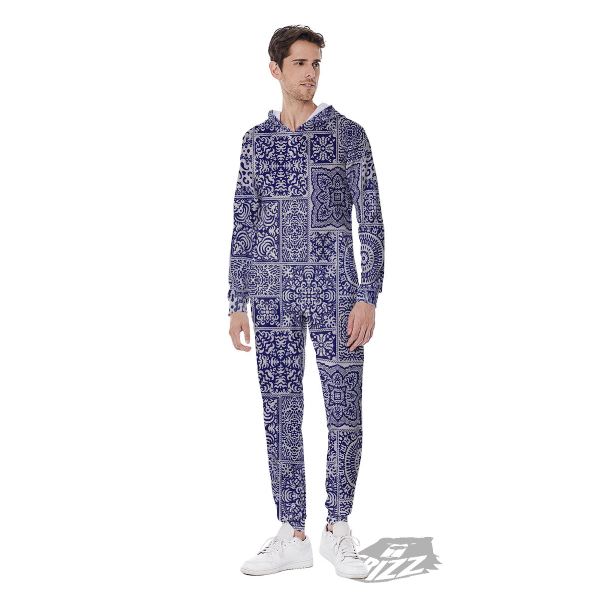 Mandala Patchwork Square Bohemian Print Pattern Men's Jumpsuit-grizzshop