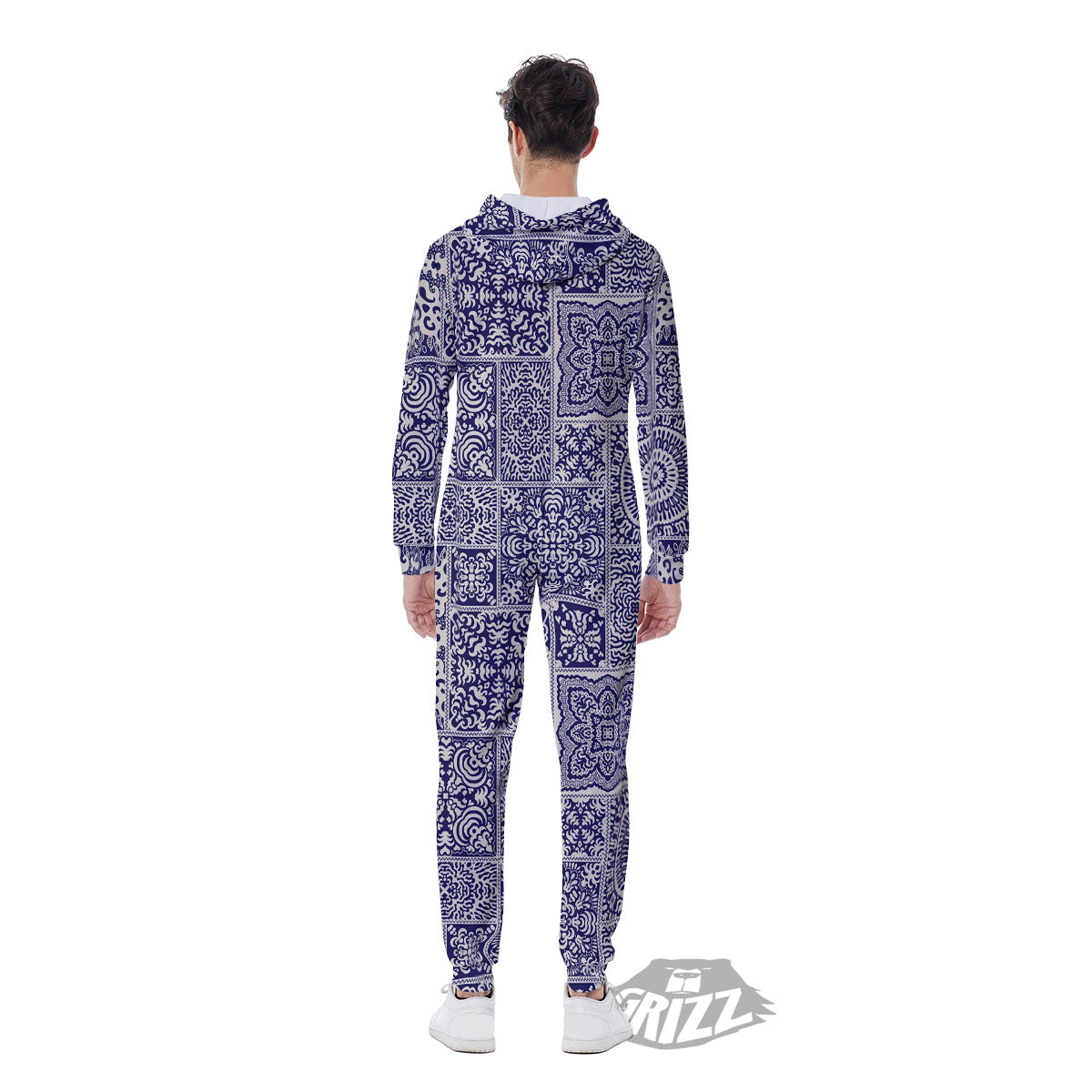 Mandala Patchwork Square Bohemian Print Pattern Men's Jumpsuit-grizzshop