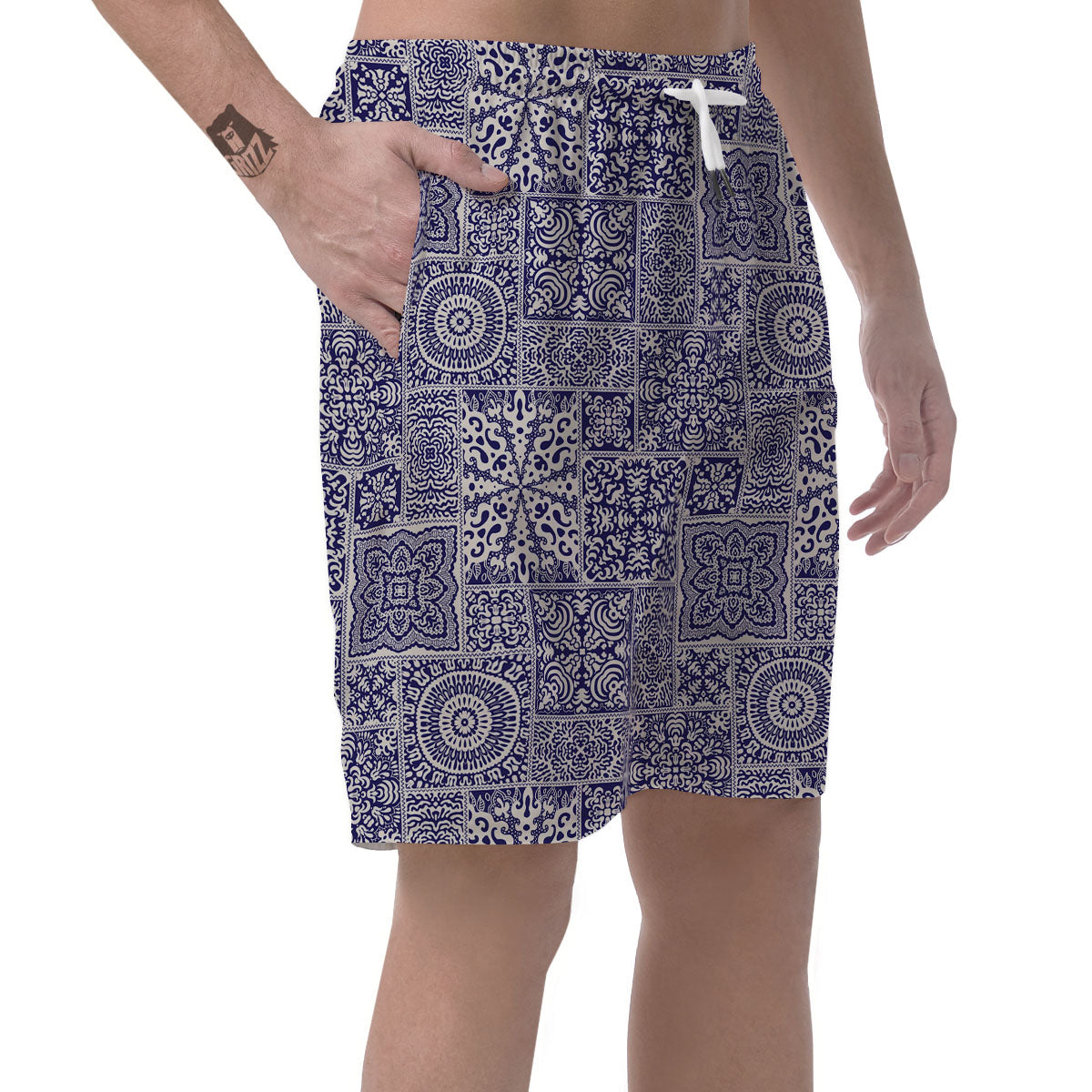 Mandala Patchwork Square Bohemian Print Pattern Men's Shorts-grizzshop