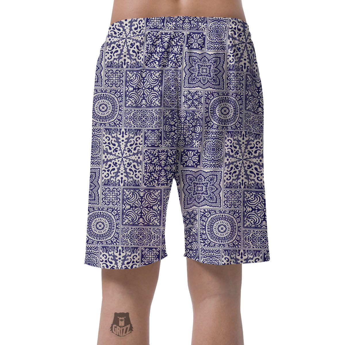Mandala Patchwork Square Bohemian Print Pattern Men's Shorts-grizzshop