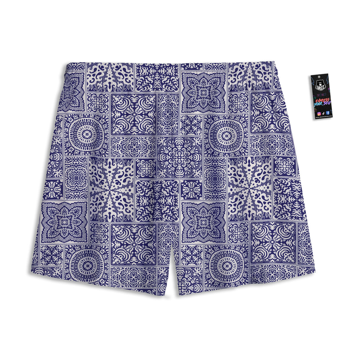 Mandala Patchwork Square Bohemian Print Pattern Mesh Shorts