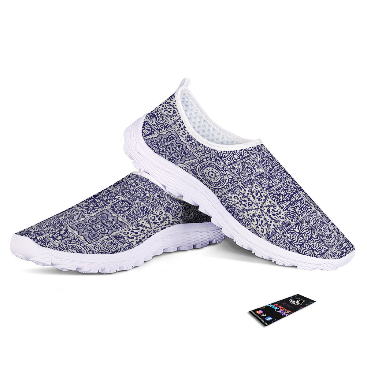 Mandala Patchwork Square Bohemian Print Pattern Nurse Shoes-grizzshop