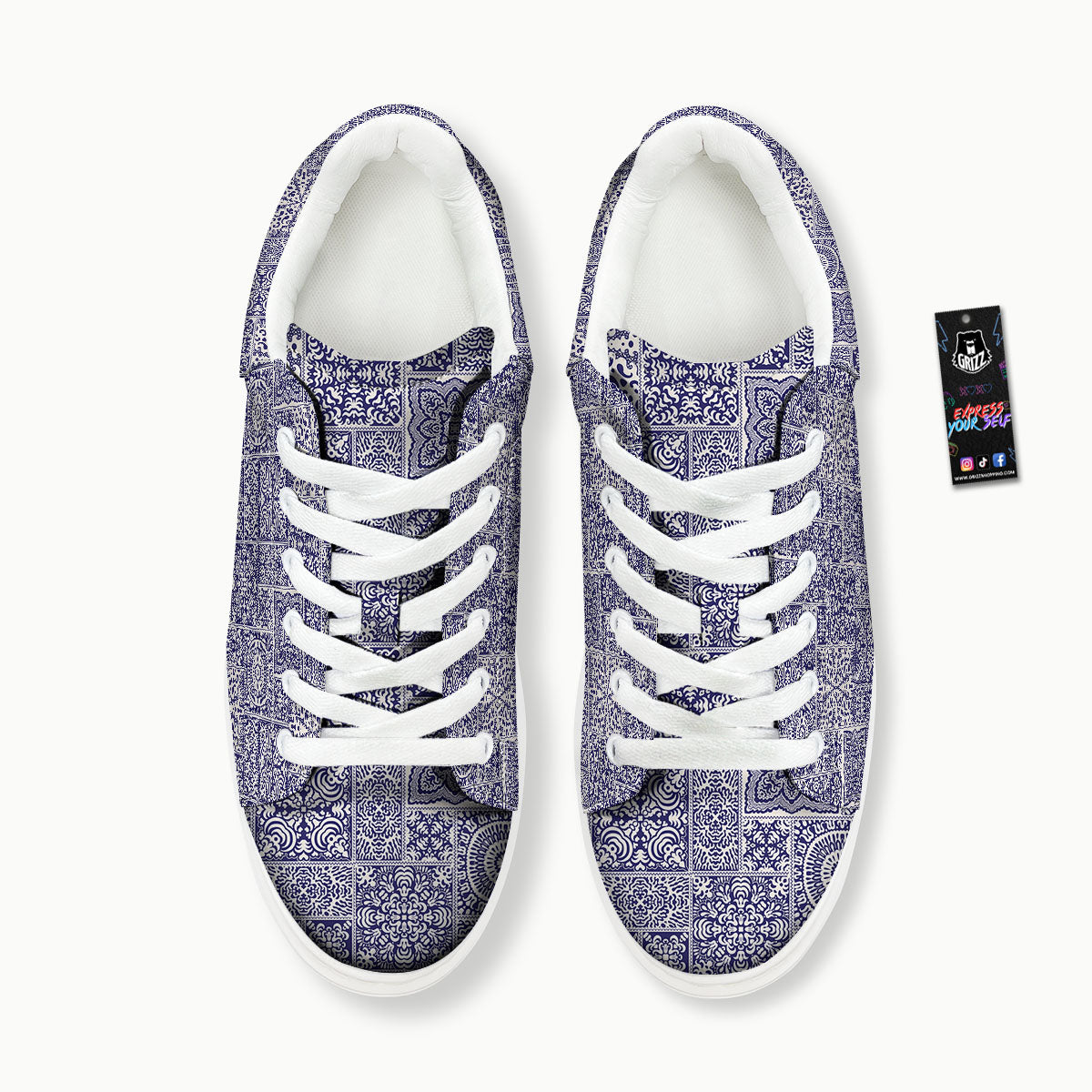 Mandala Patchwork Square Bohemian Print Pattern Platform Shoes-grizzshop