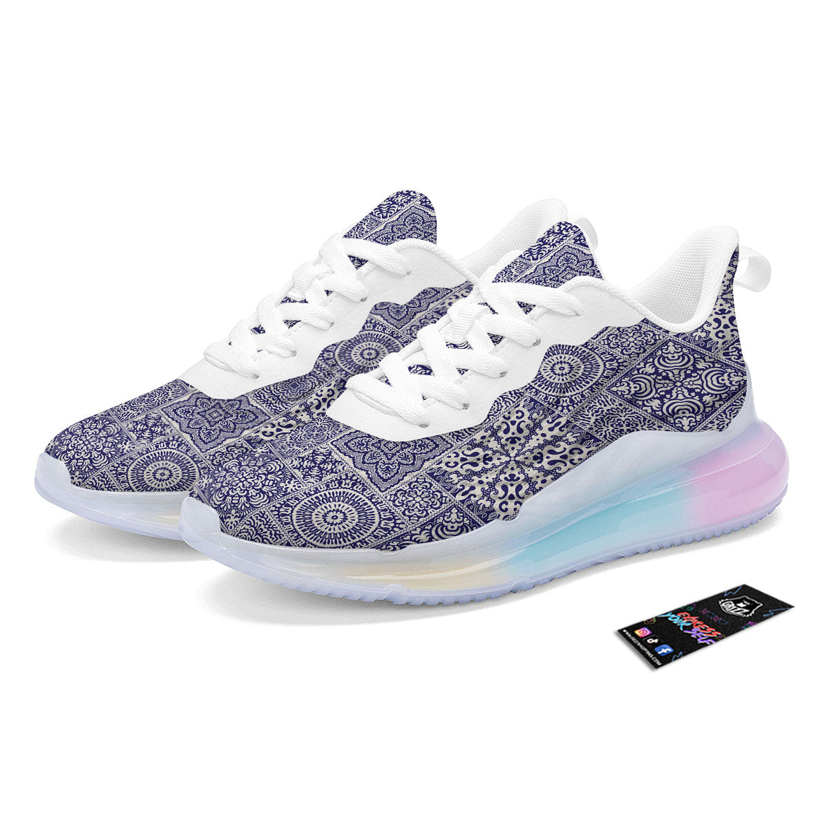 Mandala Patchwork Square Bohemian Print Pattern Running Sneakers-grizzshop