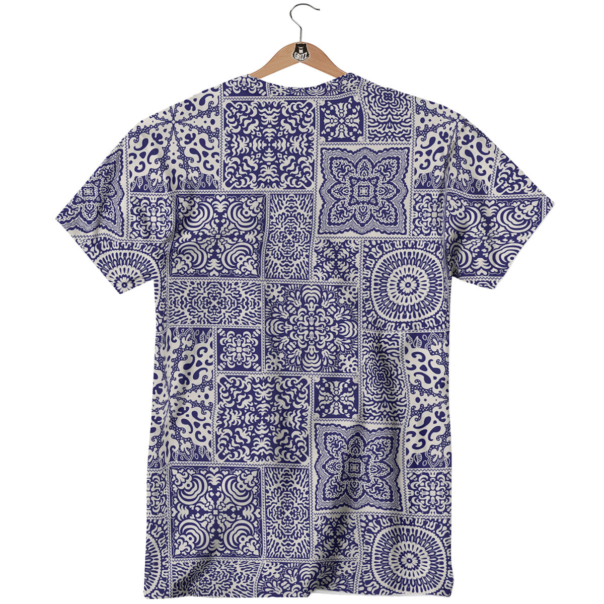 Mandala Patchwork Square Bohemian Print Pattern T-Shirt-grizzshop