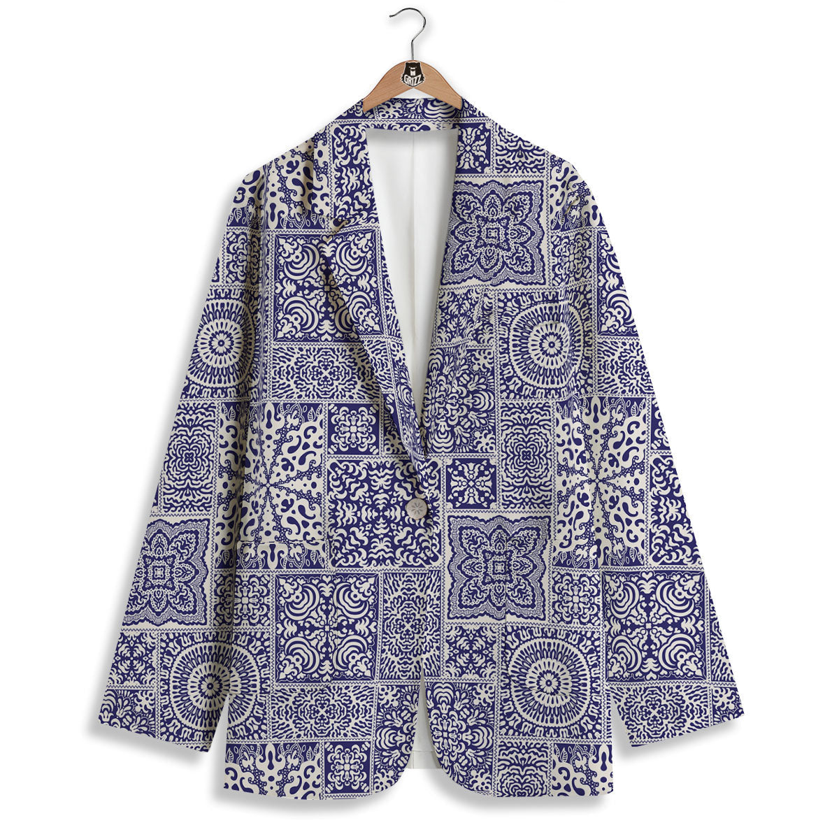Mandala Patchwork Square Bohemian Print Pattern Women's Blazer-grizzshop