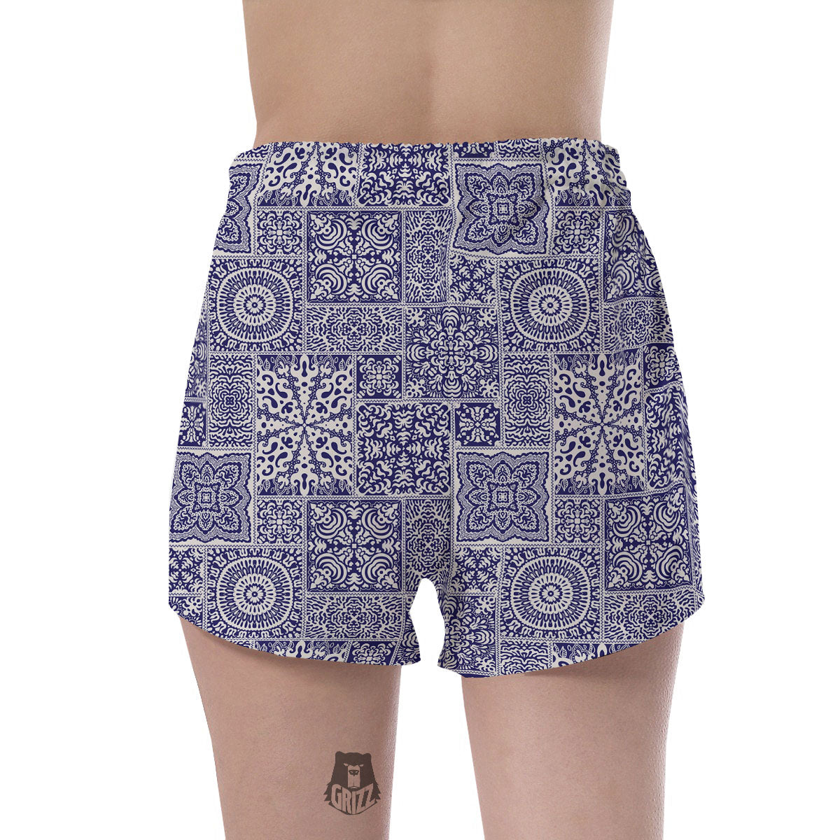 Mandala Patchwork Square Bohemian Print Pattern Women's Shorts-grizzshop
