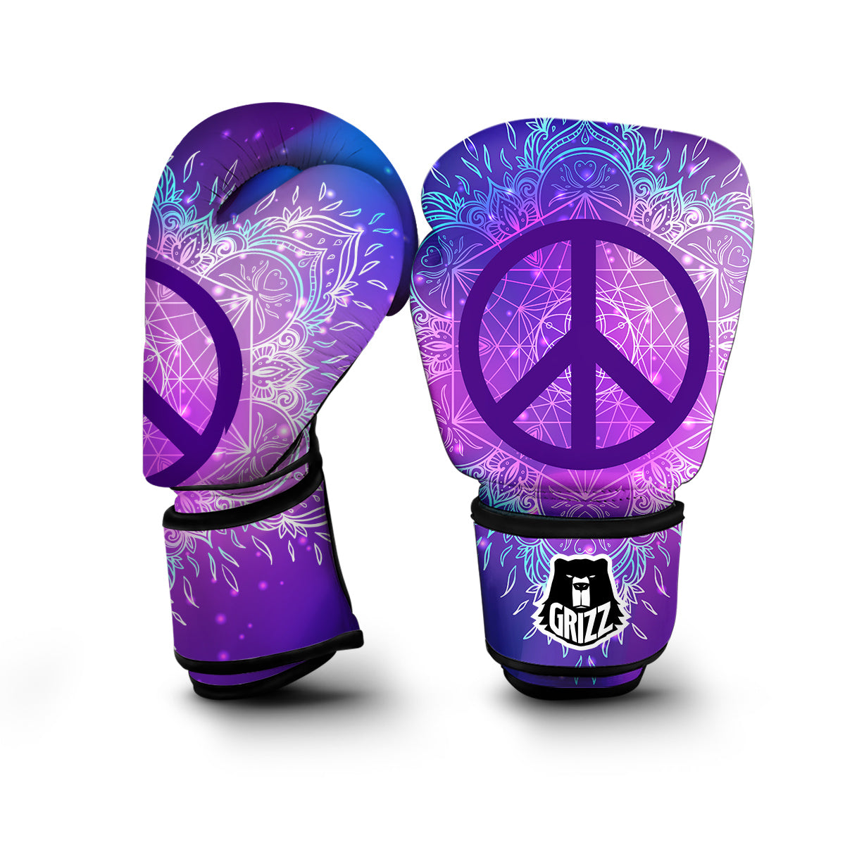 Mandala Peace Sign Boxing Gloves-grizzshop